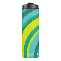 70s Retro Groovy Wave Rainbow Teal Green Yellow
