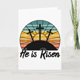 70s Retro He Is Risen Jesus Christian Cross Religi Card