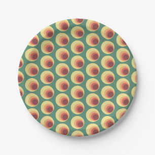 70's Retro Inspired Circle Pattern Paper Plate