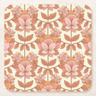 70s Retro Inspired  Square Paper Coaster