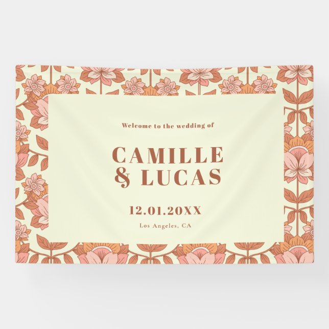 70s Retro Inspired Wedding Welcome Sign (Horizontal)