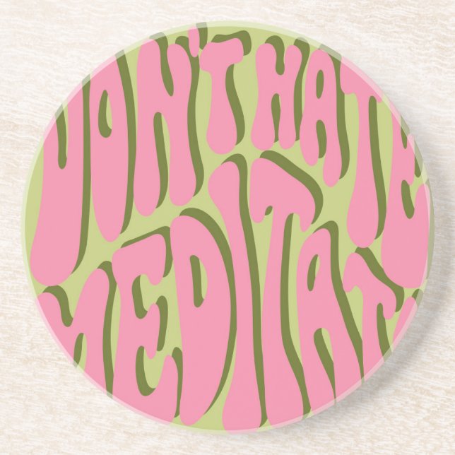 70s Retro: 'Meditate' Motivational Poster Coaster (Front)