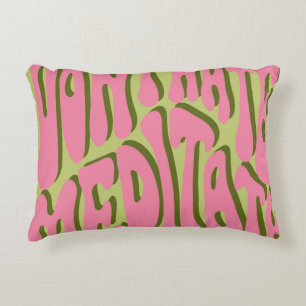 70s Retro: 'Meditate' Motivational Poster Decorative Cushion
