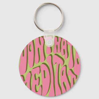 70s Retro: 'Meditate' Motivational Poster Key Ring