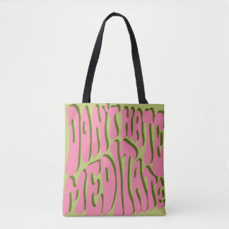 70s Retro: 'Meditate' Motivational Poster Tote Bag