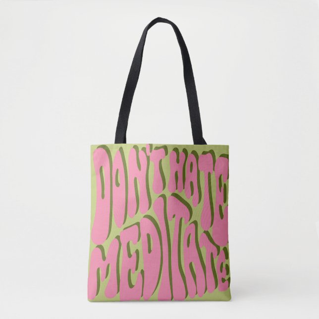70s Retro: 'Meditate' Motivational Poster Tote Bag (Front)