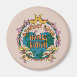 70's Retro Mother Earth Graphic Magnet