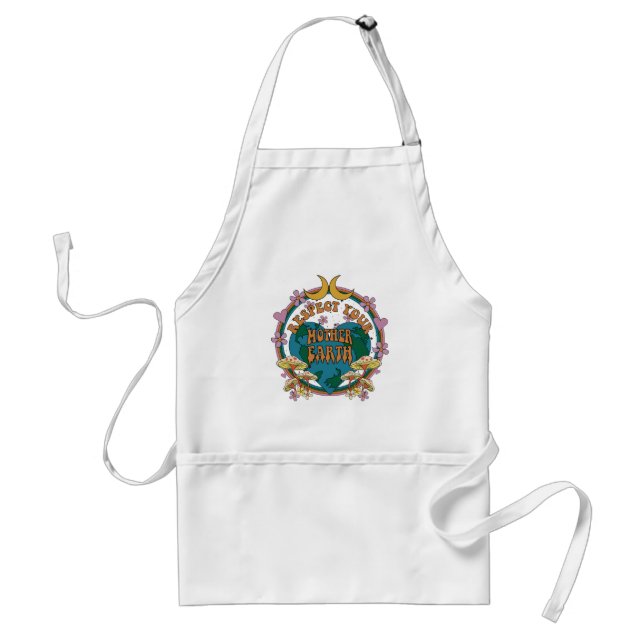 70's Retro Mother Earth Graphic Standard Apron (Front)