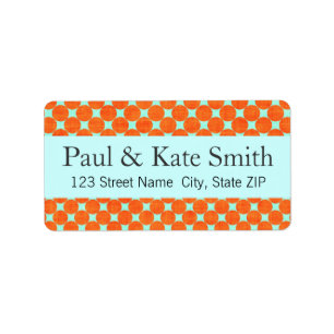 70s Retro Orange Dots Textured Label