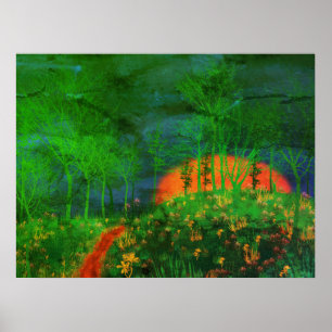 70's Retro Painted Landscape Poster