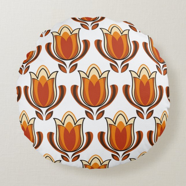 70's retro pattern material illustration70s,1970,p round cushion (Front)