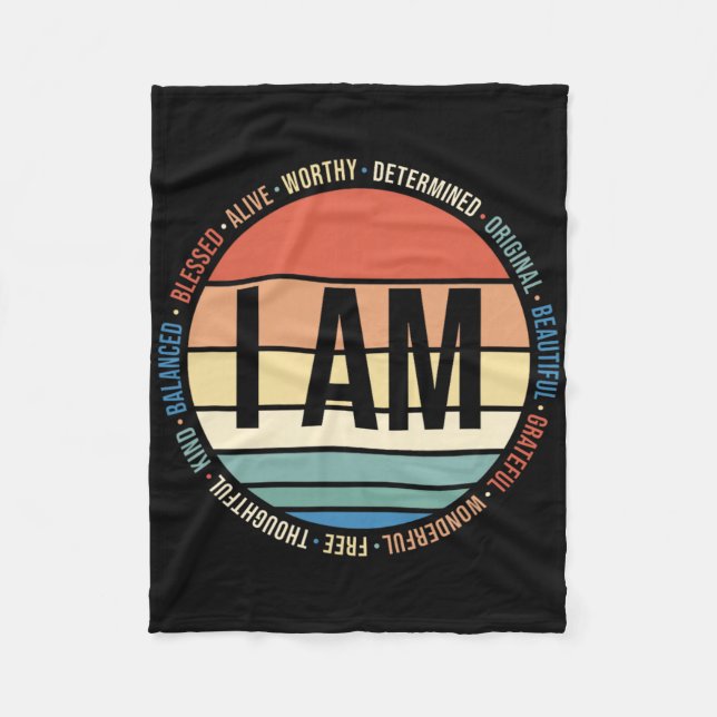 70s Retro Positive Affirmations Self Care Gift Men Fleece Blanket (Front)