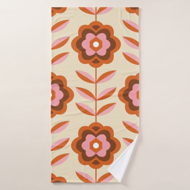 70's Retro Seamless Pattern. 60s and 70s Aesthetic Bath Towel (Bath Towel)