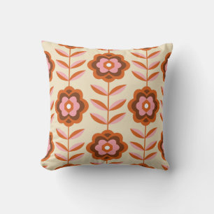 70's Retro Seamless Pattern. 60s and 70s Aesthetic Cushion