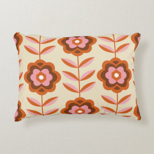 70's Retro Seamless Pattern. 60s and 70s Aesthetic Decorative Cushion