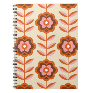 70's Retro Seamless Pattern. 60s and 70s Aesthetic Notebook