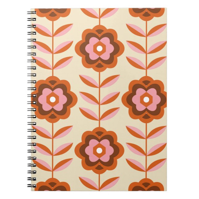 70's Retro Seamless Pattern. 60s and 70s Aesthetic Notebook (Front)