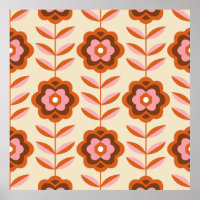 70's Retro Seamless Pattern. 60s and 70s Aesthetic