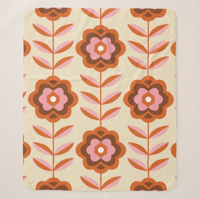 70's Retro Seamless Pattern. 60s and 70s Aesthetic Sherpa Blanket (Front)