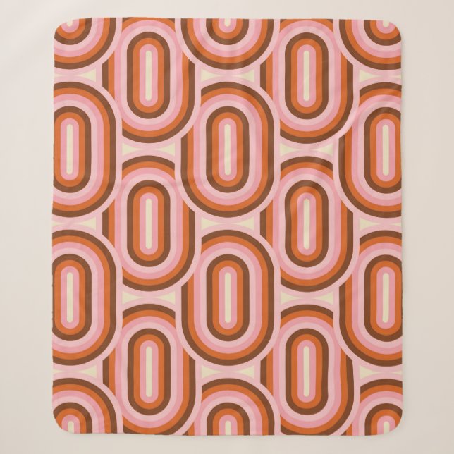 70's Retro Seamless Pattern. 60s and 70s Aesthetic Sherpa Blanket (Front)