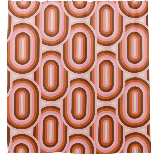 70's Retro Seamless Pattern. 60s and 70s Aesthetic Shower Curtain (Front)
