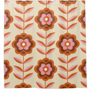 70's Retro Seamless Pattern. 60s and 70s Aesthetic Shower Curtain