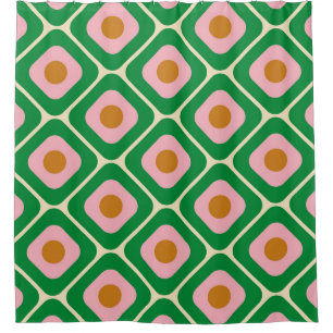70's Retro Seamless Pattern. 60s and 70s Aesthetic Shower Curtain