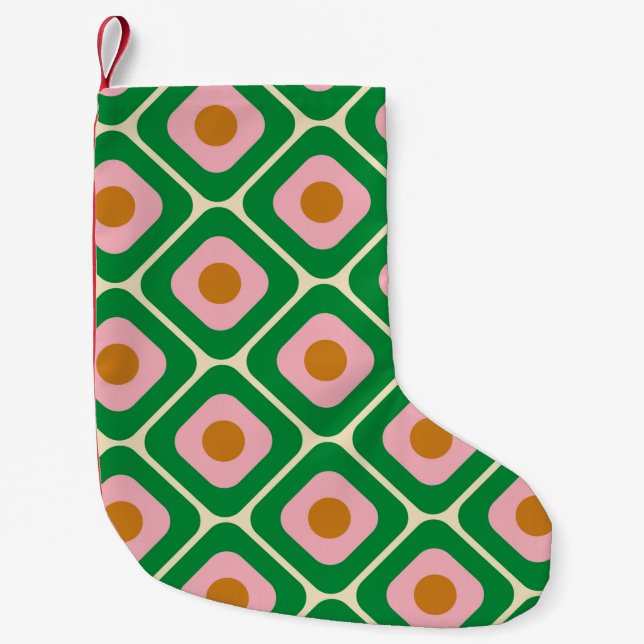 70's Retro Seamless Pattern. 60s and 70s Aesthetic Small Christmas Stocking (Front)