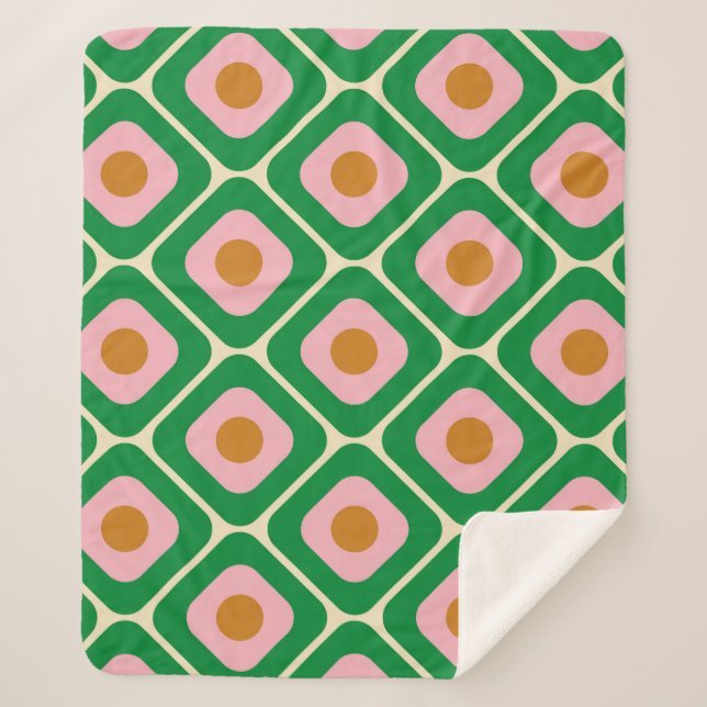 70's Retro Seamless Pattern. 60s and 70s Esthetic Sherpa Blanket (Front)