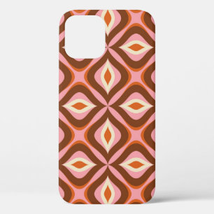 70s Retro Seamless Pattern in Orange,  Brown,  Pin iPhone 12 Case