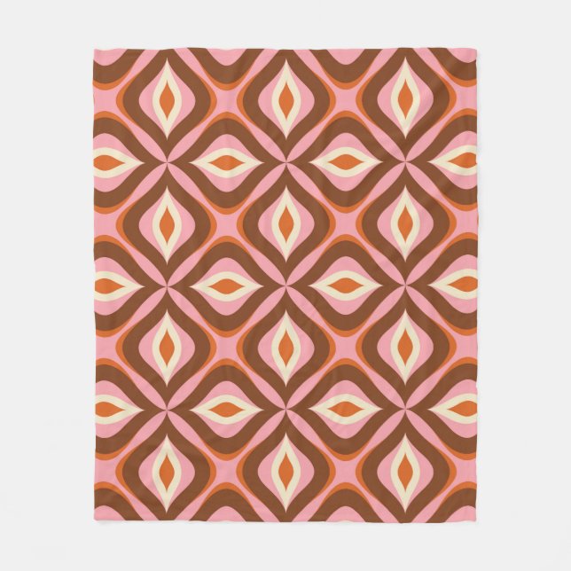 70s Retro Seamless Pattern in Orange,  Brown,  Pin Fleece Blanket (Front)