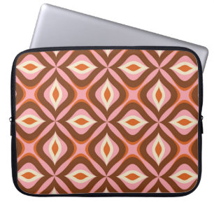 70s Retro Seamless Pattern in Orange, Brown, Pin Laptop Sleeve