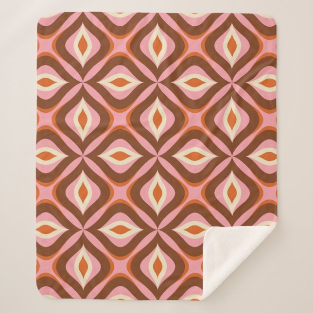70s Retro Seamless Pattern in Orange,  Brown,  Pin Sherpa Blanket (Front)