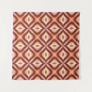 70s Retro Seamless Pattern in Orange,  Brown,  Pin Tapestry