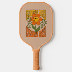 70's Retro Smiling Daisy Flower Pickleball Paddle