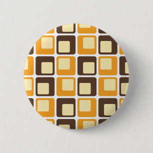 70s Retro Square Shapes Pattern 6 Cm Round Badge