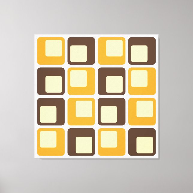70s Retro Square Shapes Pattern Canvas Print (Front)