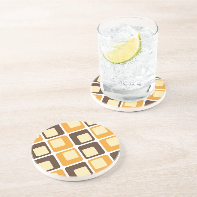 70s Retro Square Shapes Pattern Coaster (Side)