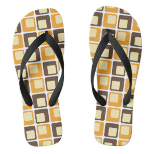 70s Retro Square Shapes Pattern Jandals