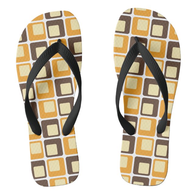 70s Retro Square Shapes Pattern Jandals (Footbed)