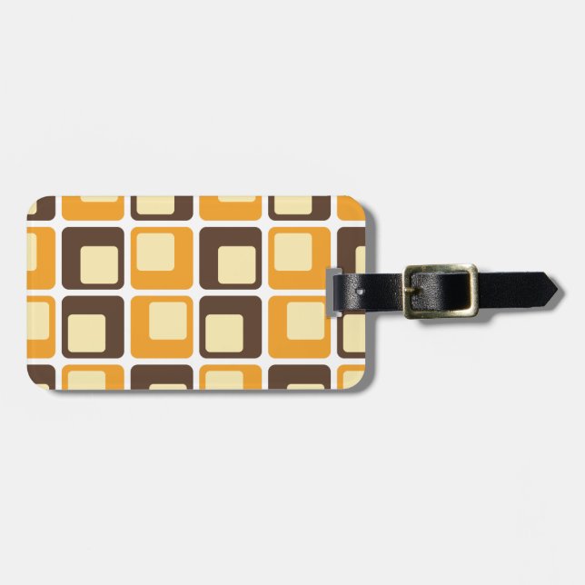 70s Retro Square Shapes Pattern Luggage Tag (Front Horizontal)