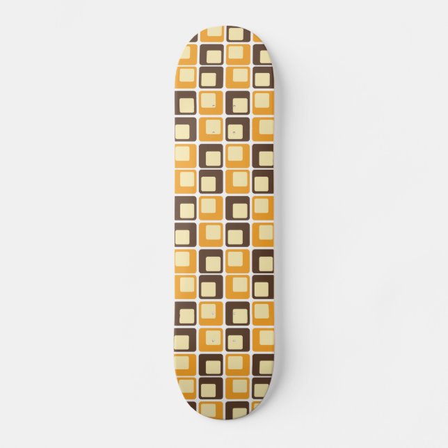 70s Retro Square Shapes Pattern Skateboard (Front)