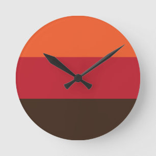 70s Retro Striped Color Pattern Round Clock