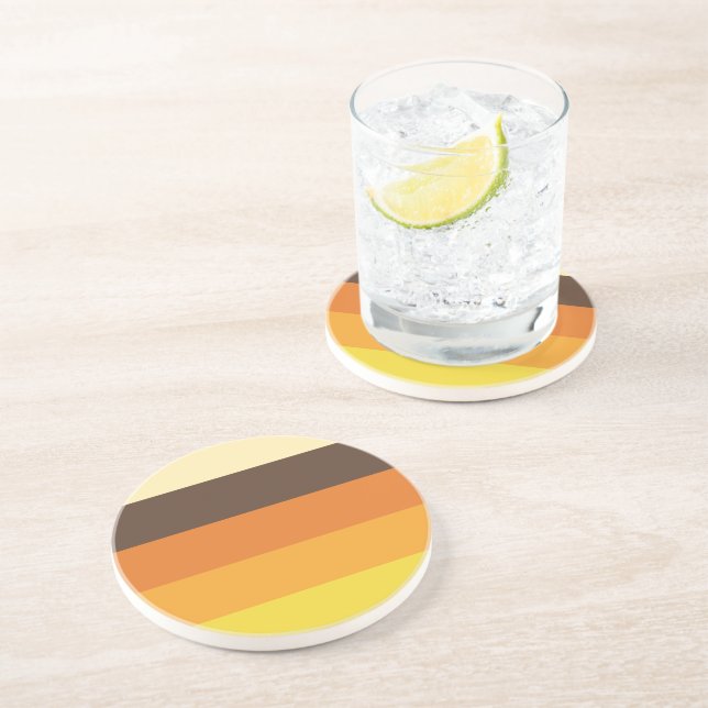 70s Retro Striped Colour Pattern Coaster (Side)