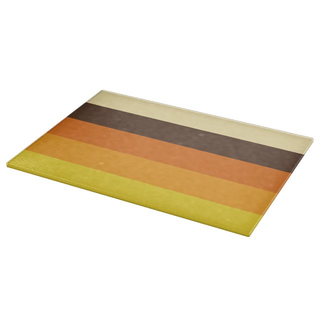 70s Retro Striped Colour Pattern Cutting Board (Corner)