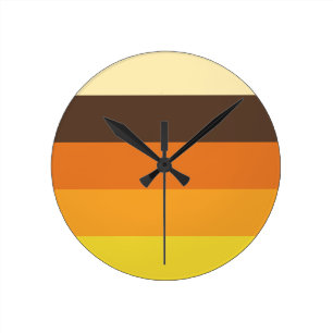 70s Retro Striped Colour Pattern Round Clock