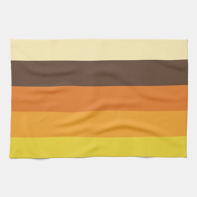70s Retro Striped Colour Pattern Tea Towel (Horizontal)