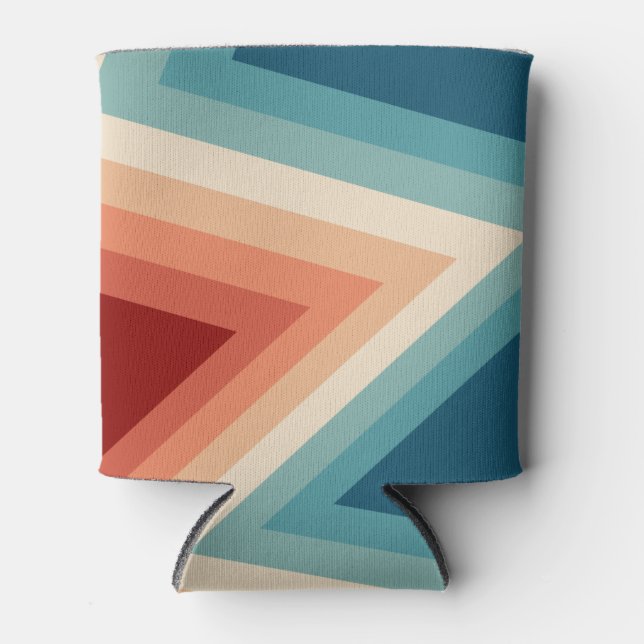 70s Retro Stripes Pattern Can Cooler (Front)