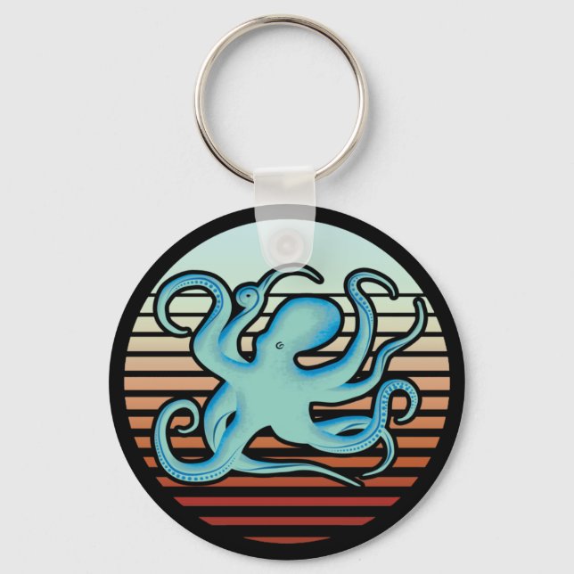 70s Retro Style Octopus Key Ring (Front)