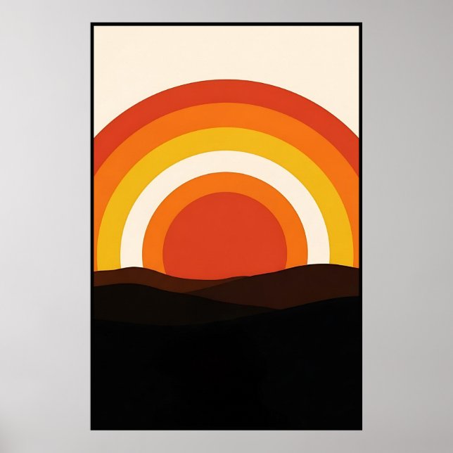 70s Retro Sunset Landscape Poster (Front)